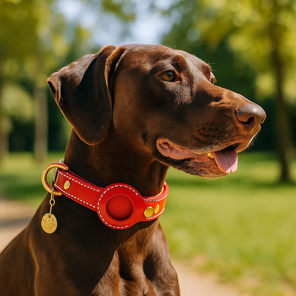 Lederhundehalsband mit AirTag Halterung | ScoutBand