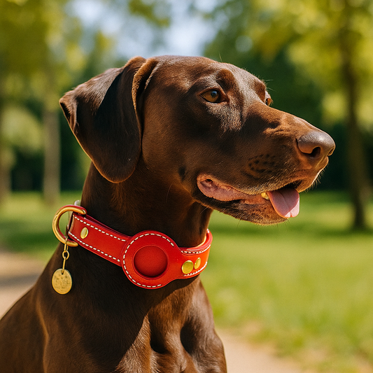Lederhundehalsband mit AirTag Halterung | ScoutBand