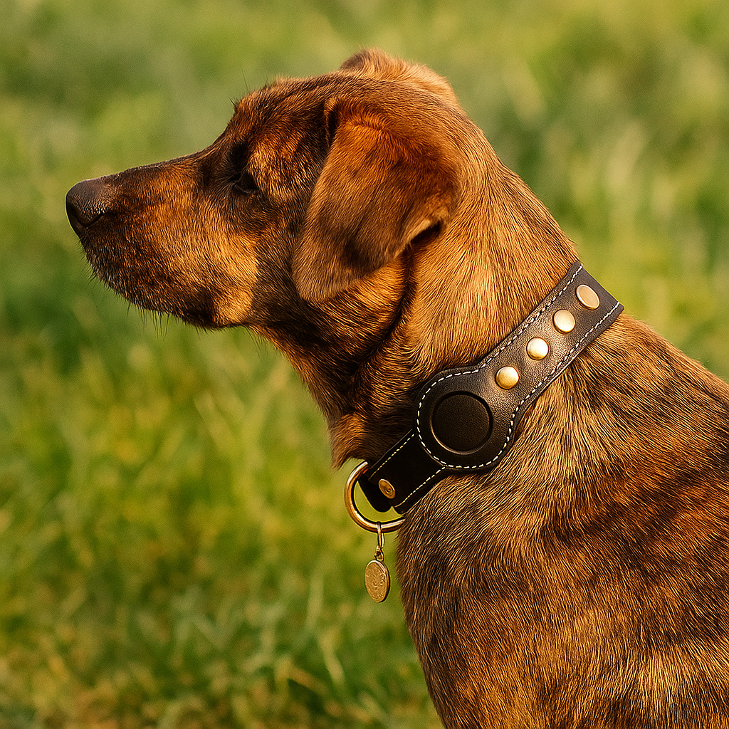 Lederhundehalsband mit AirTag Halterung | ScoutBand
