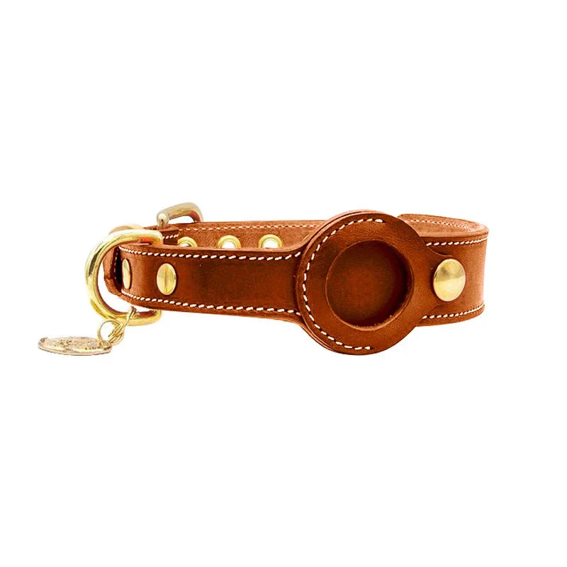 Lederhundehalsband mit AirTag Halterung | ScoutBand