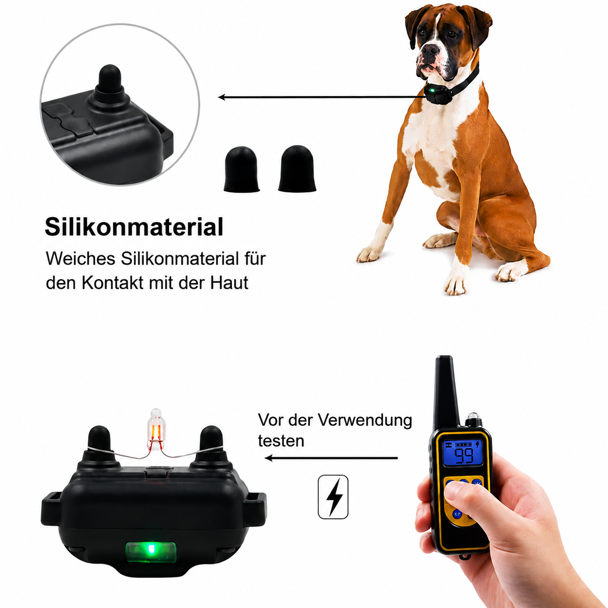 Lupo | Trainingshalsband mit Fernbedienung und einstellbarer Stimulation