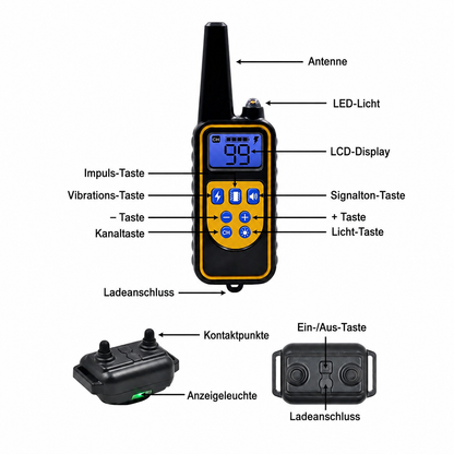 Lupo | Trainingshalsband mit Fernbedienung und einstellbarer Stimulation