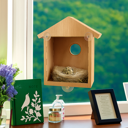 Jonny | Fenster Vogelhaus mit Saugnäpfen für Außenfenster und klare Sicht aufs Vogelnest