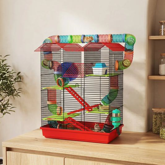Mehrstöckiger Hamsterkäfig Mit Röhrensystem Und Zubehör