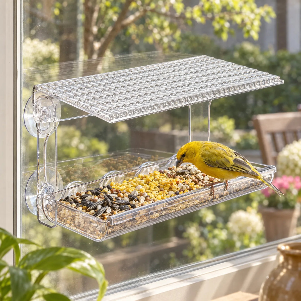 Modernes Futterhaus Für Vögel Am Fenster
