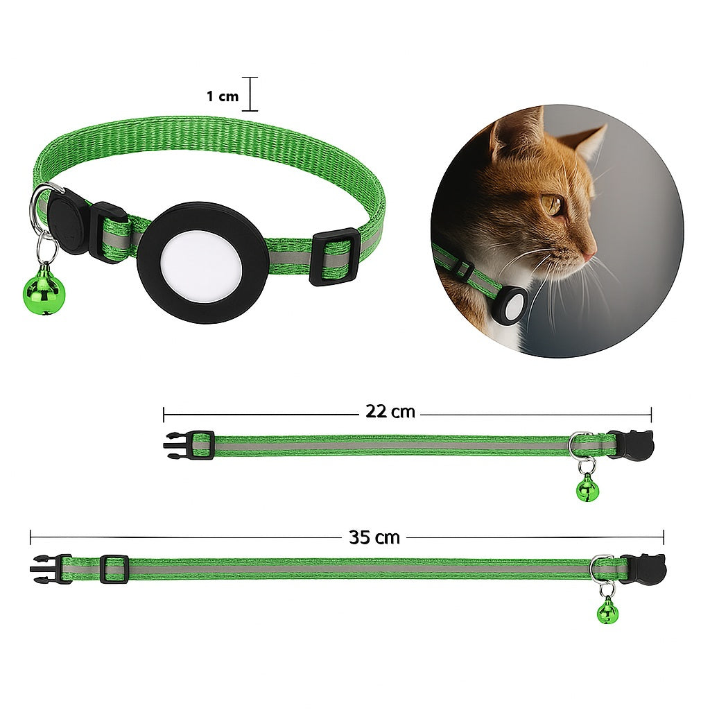 Reflektierendes Katze halsband mit AirTag Halterung und Glocke | VeloxTag