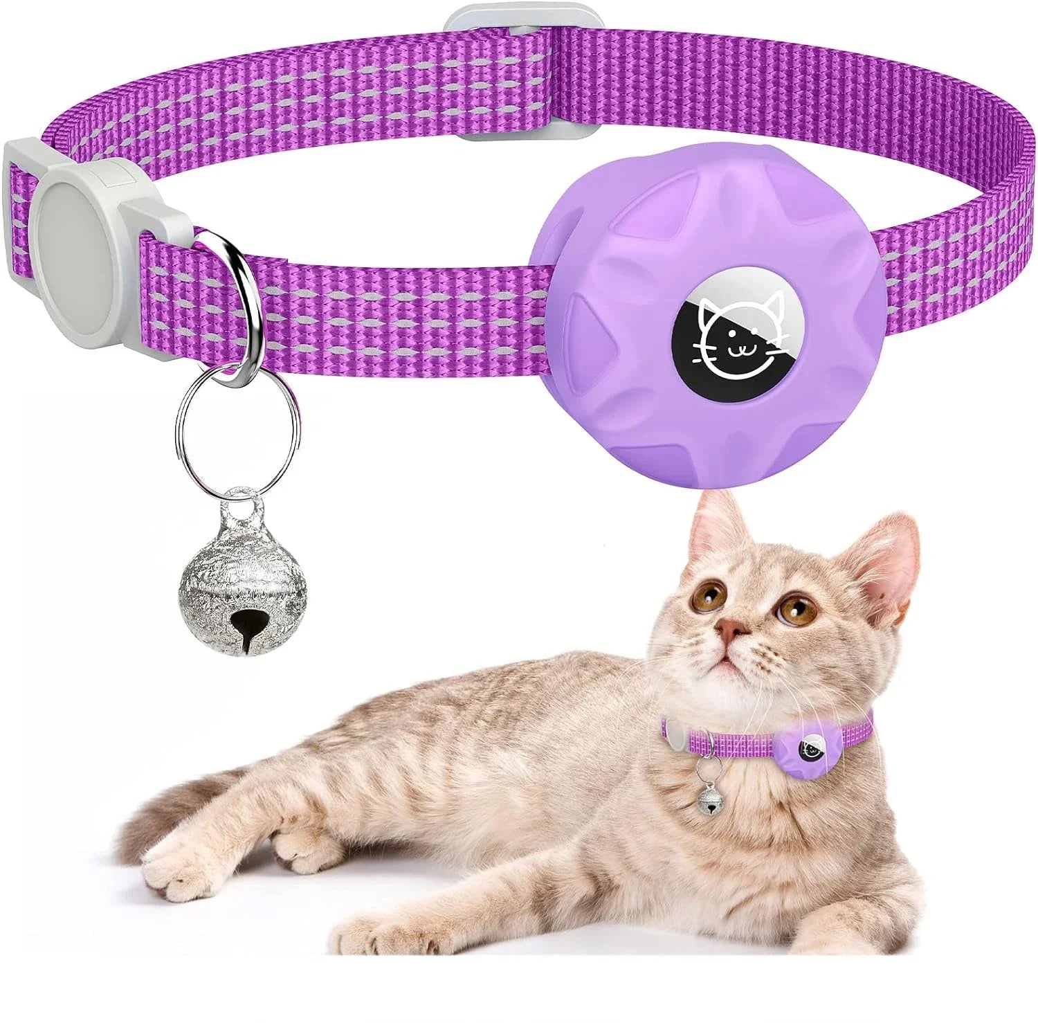 Reflektierendes Katzenhalsband mit AirTag Halterung und Glocke | Navico