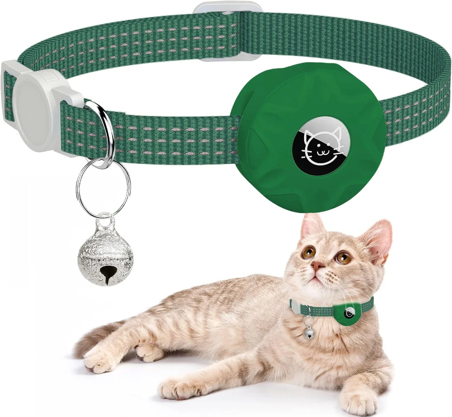 Reflektierendes Katzenhalsband mit AirTag Halterung und Glocke | Navico