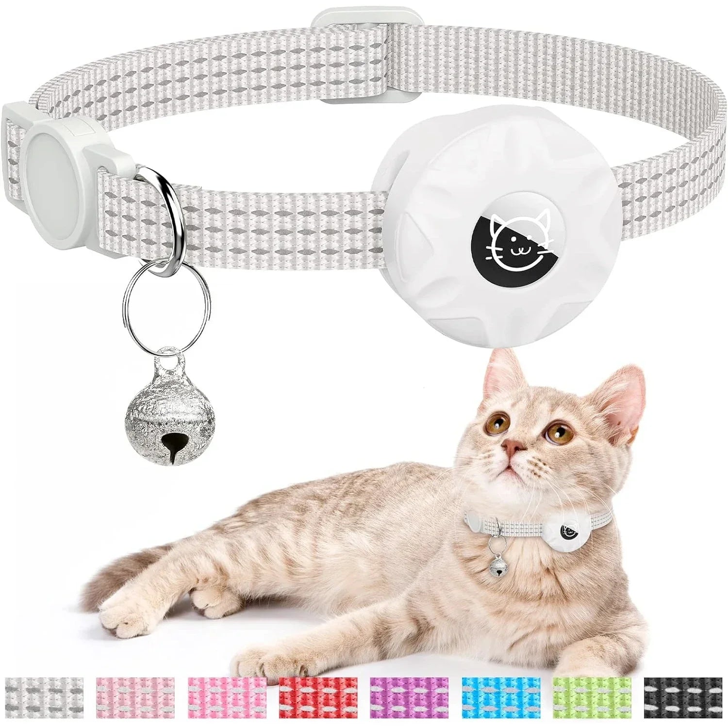 Reflektierendes Katzenhalsband mit AirTag Halterung und Glocke | Navico