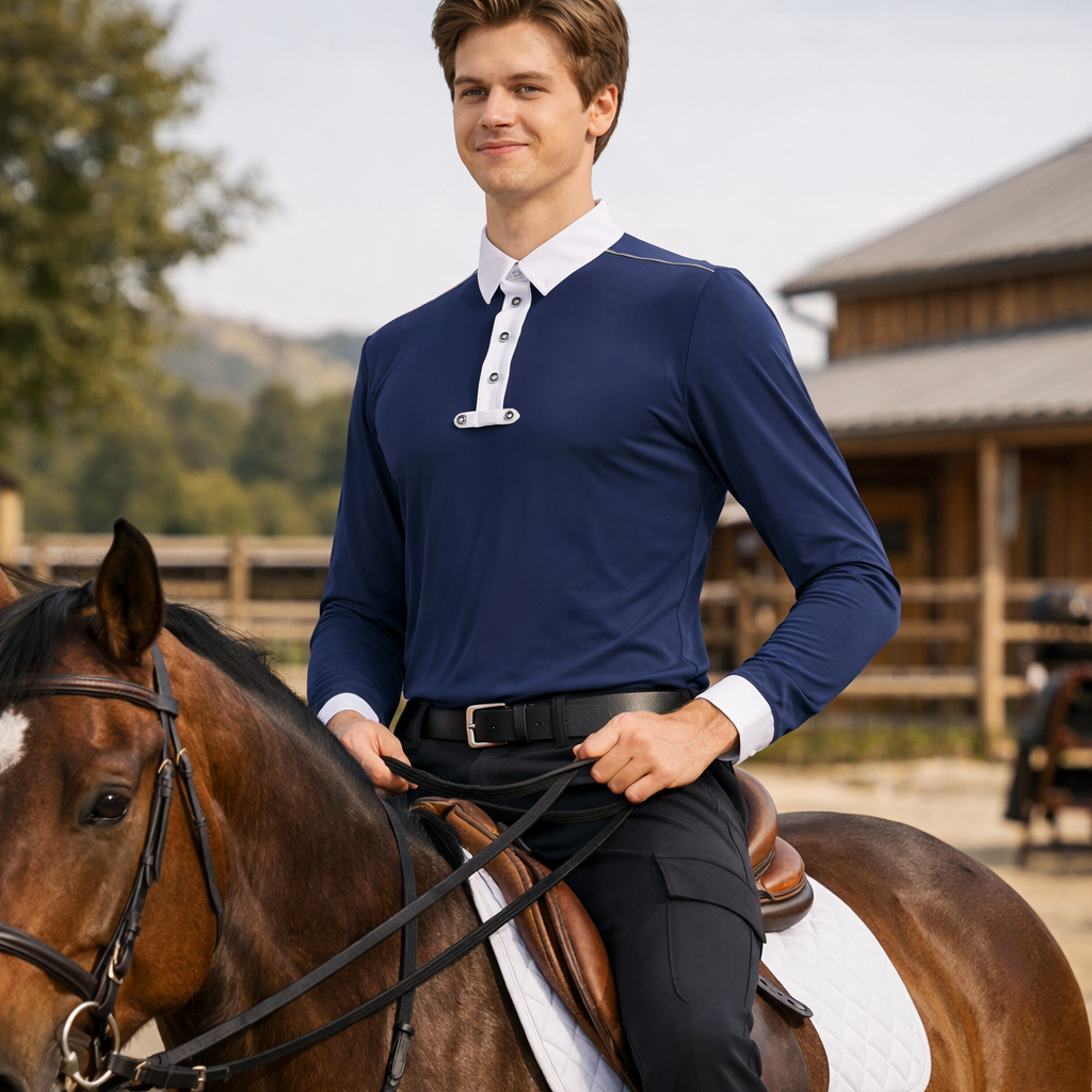 Reitshirt Herren Atmungsaktiv Elastisch Figurbetont | Velmoro