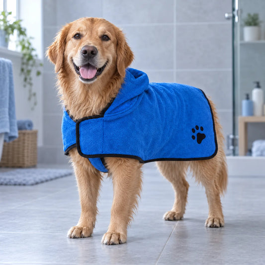 Saugfähiger Hundebademantel Mit Kapuze