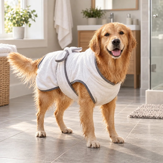 Saugfähiger Hundebademantel Mit Praktischer Kapuze