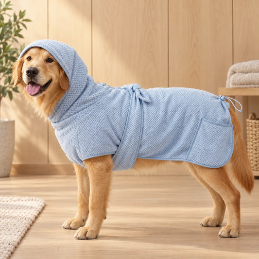 Saugfähiger Hundebademantel Mit Praktischer Kapuze