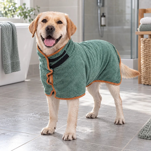 Saugfähiger Hundebademantel Mit Verstellbarem Klettverschluss