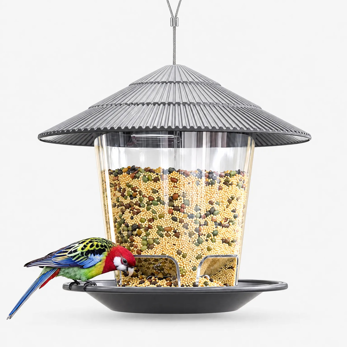 Sechseckiges Vogelfutterhaus Mit Geneigtem Dach