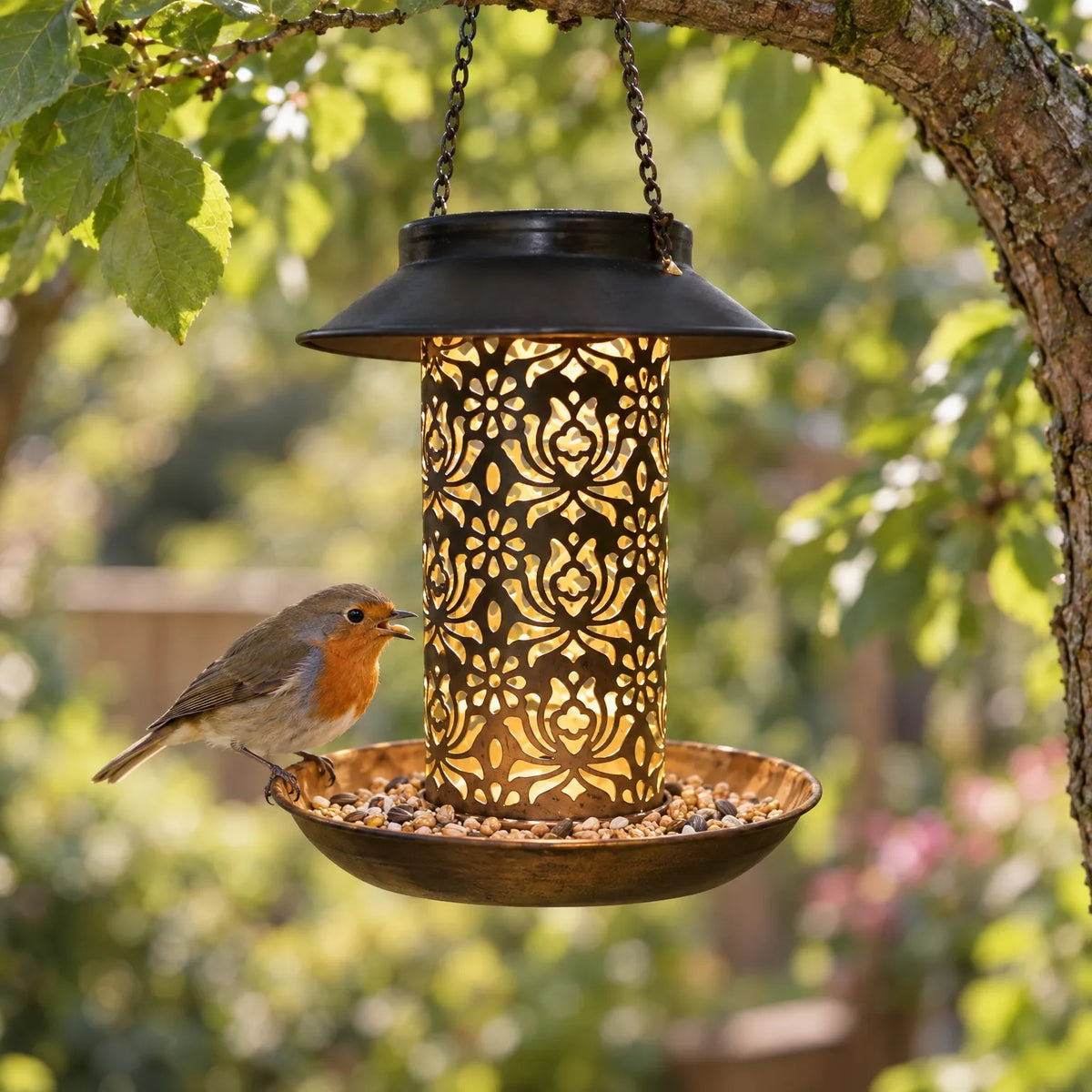 Solar Vogelfutterhaus Mit Warmem Licht