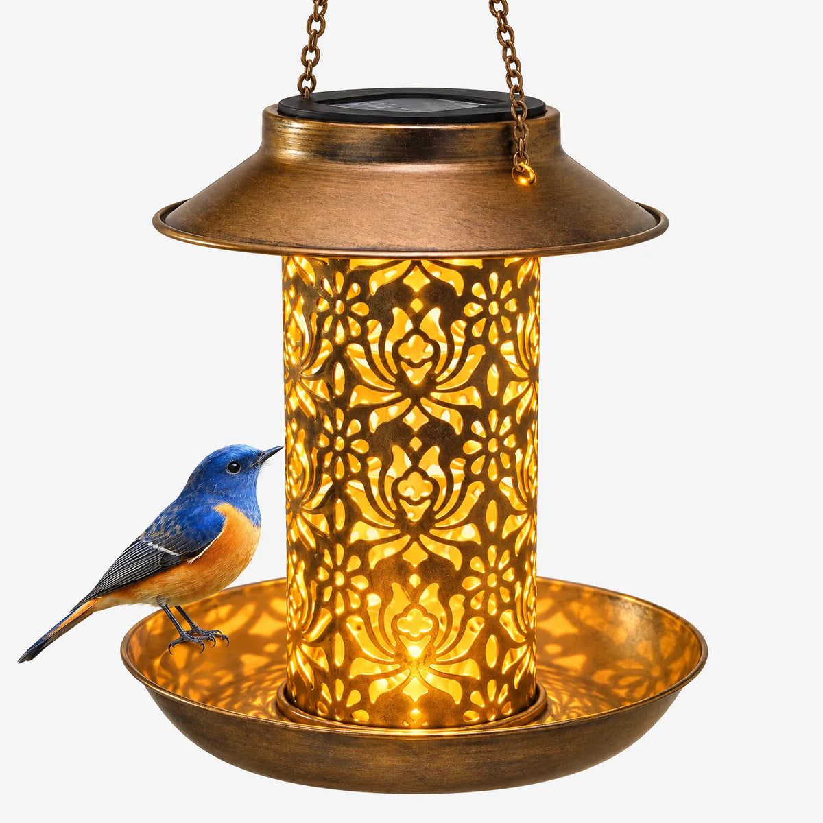 Solar Vogelfutterhaus Mit Warmem Licht