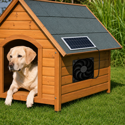 Solarventilator mit Solarpanel fuer Tiergehege | Trevix