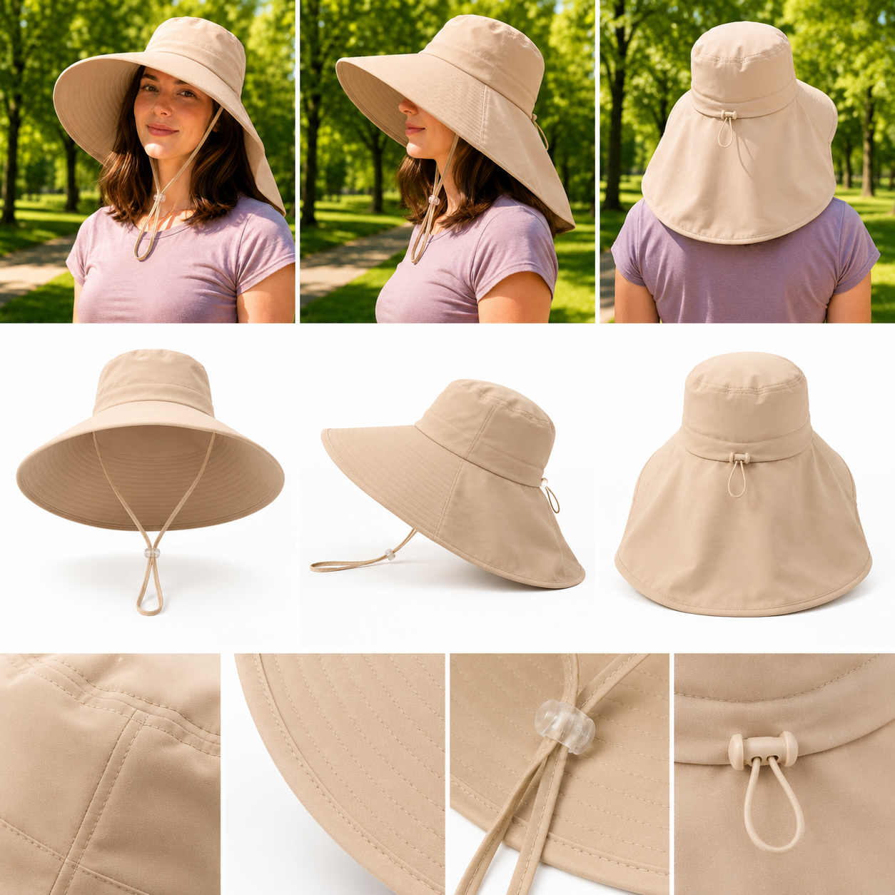 Sommerhut Damen UPF 50+ UV faltbar fuer Hundespaziergang | Marnix