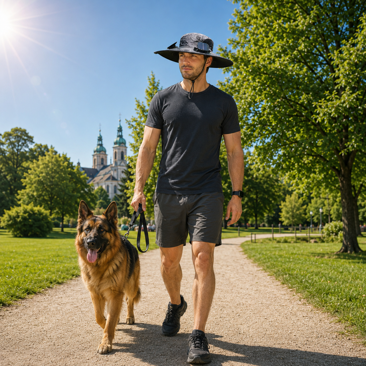 Sommerhut UPF 50+ UV Solarluefter fuer Hundespaziergaenge | Solvion