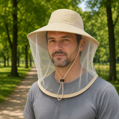 Sommerhut UPF 50+ UV mit Gesichtsnetz fuer Hundespaziergaenge | Invara
