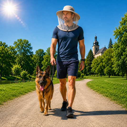 Sommerhut UPF 50+ UV mit Gesichtsnetz für Hundespaziergänge Invara