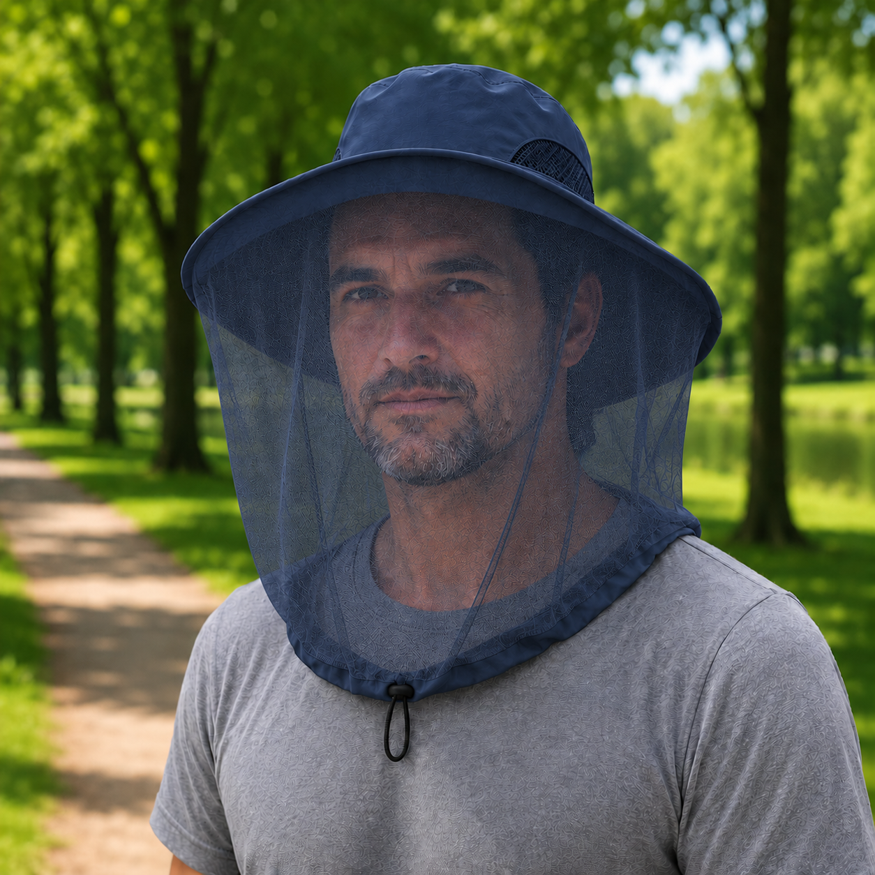 Sommerhut UPF 50+ UV mit Gesichtsnetz für Hundespaziergänge Invara