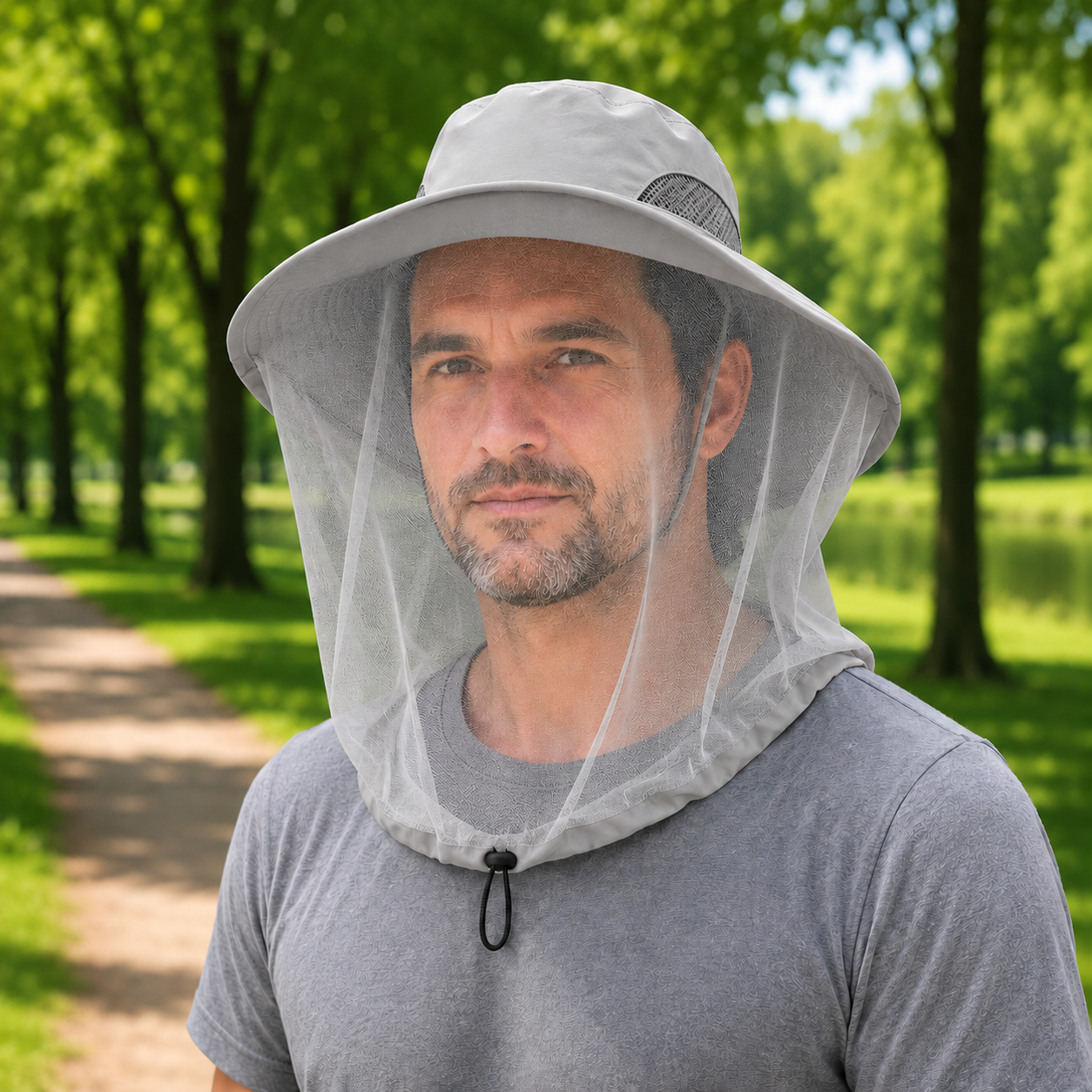 Sommerhut UPF 50+ UV mit Gesichtsnetz für Hundespaziergänge Invara