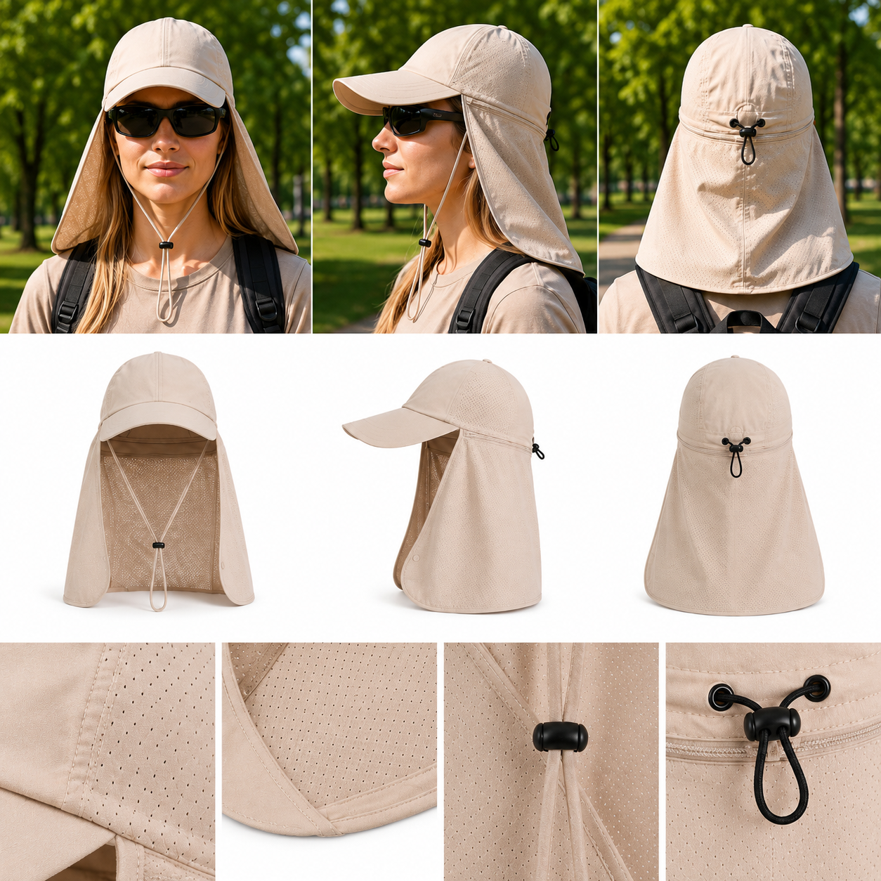 Sommerhut UPF 50+ UV mit Nackentuch fuer Hundespaziergaenge | Cormex