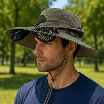 Sonnenhut UPF 50+ UV mit Ventilator fuer Hundespaziergaenge | Ventaro