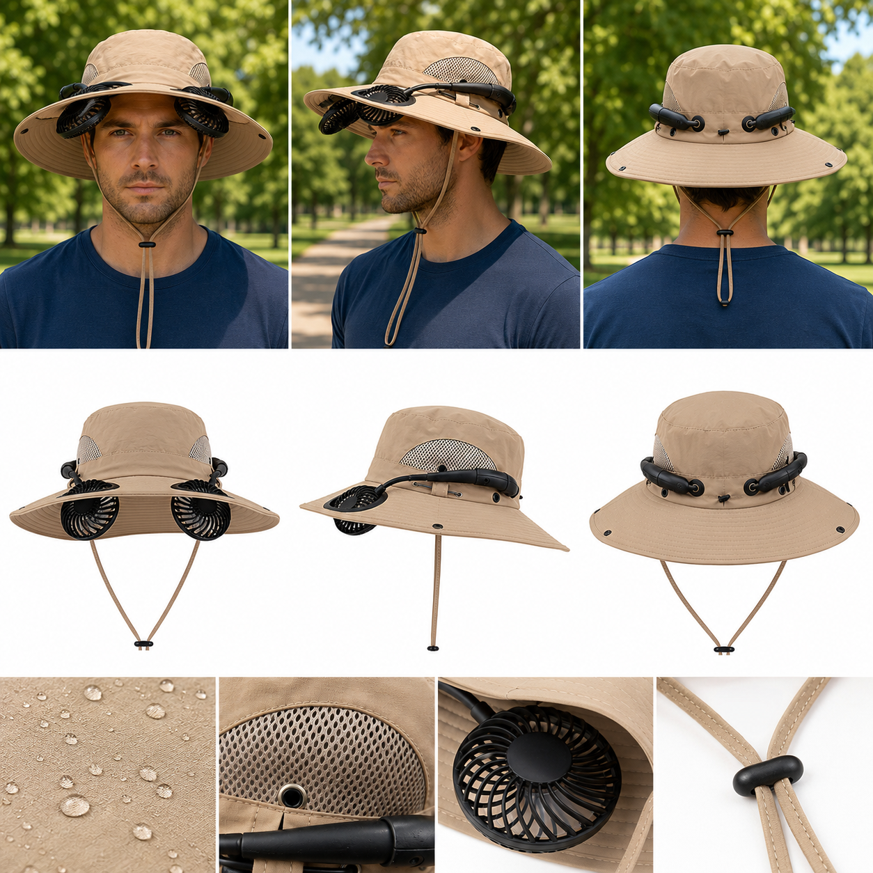 Sonnenhut UPF 50+ UV mit Ventilator fuer Hundespaziergaenge | Ventaro