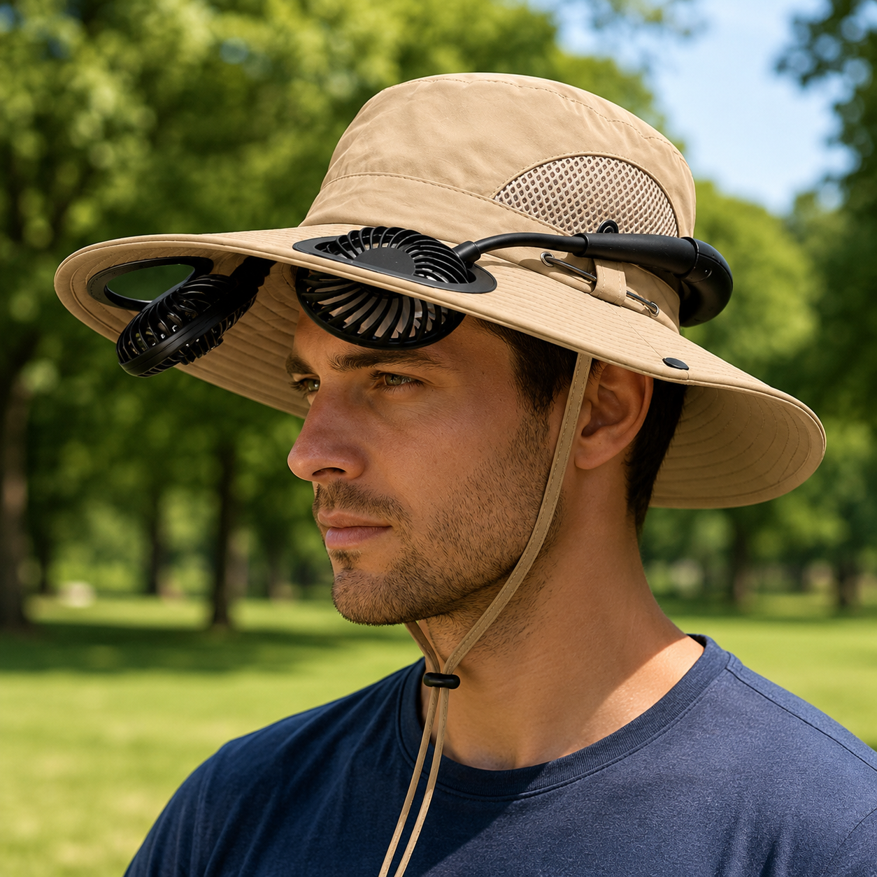 Sonnenhut UPF 50+ UV mit Ventilator fuer Hundespaziergaenge | Ventaro