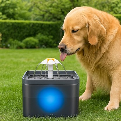 Trinkbrunnen 2L mit LED und Filtersystem für Katzen und Hunde | AquaGlow