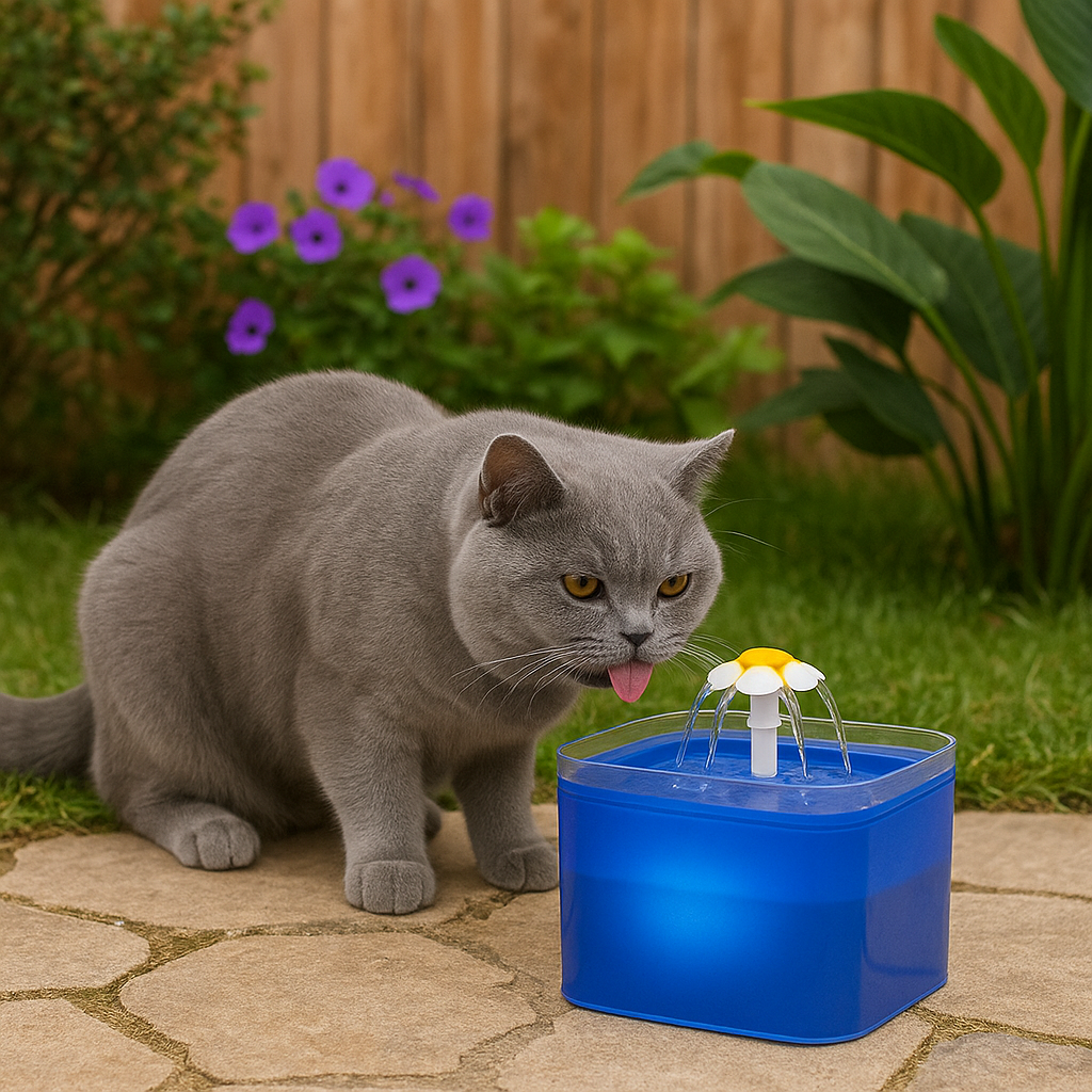 Trinkbrunnen 2L mit LED und Filtersystem für Katzen und Hunde | AquaGlow