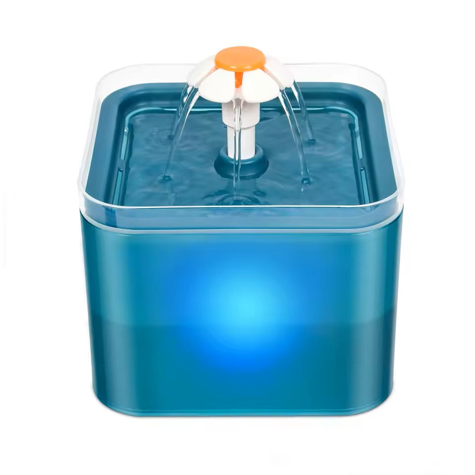 Trinkbrunnen 2L mit LED und Filtersystem für Katzen und Hunde | AquaGlow