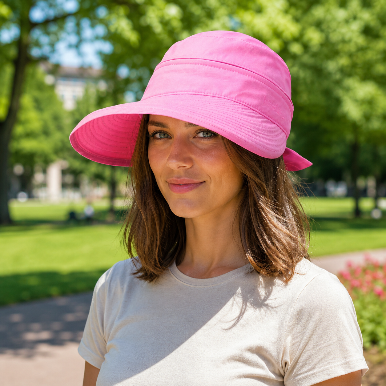 UPF 50+ UV Sommerhut Damen faltbar fuer Hundespaziergaenge | Jovrix