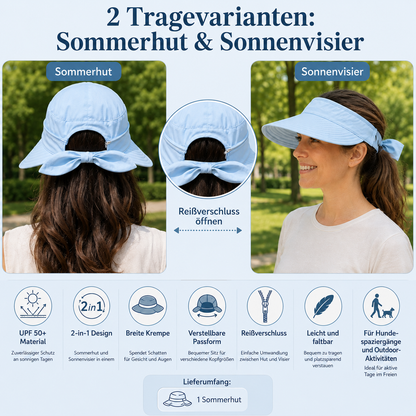 UPF 50+ UV Sommerhut Damen faltbar für Hundespaziergänge | Jovrix