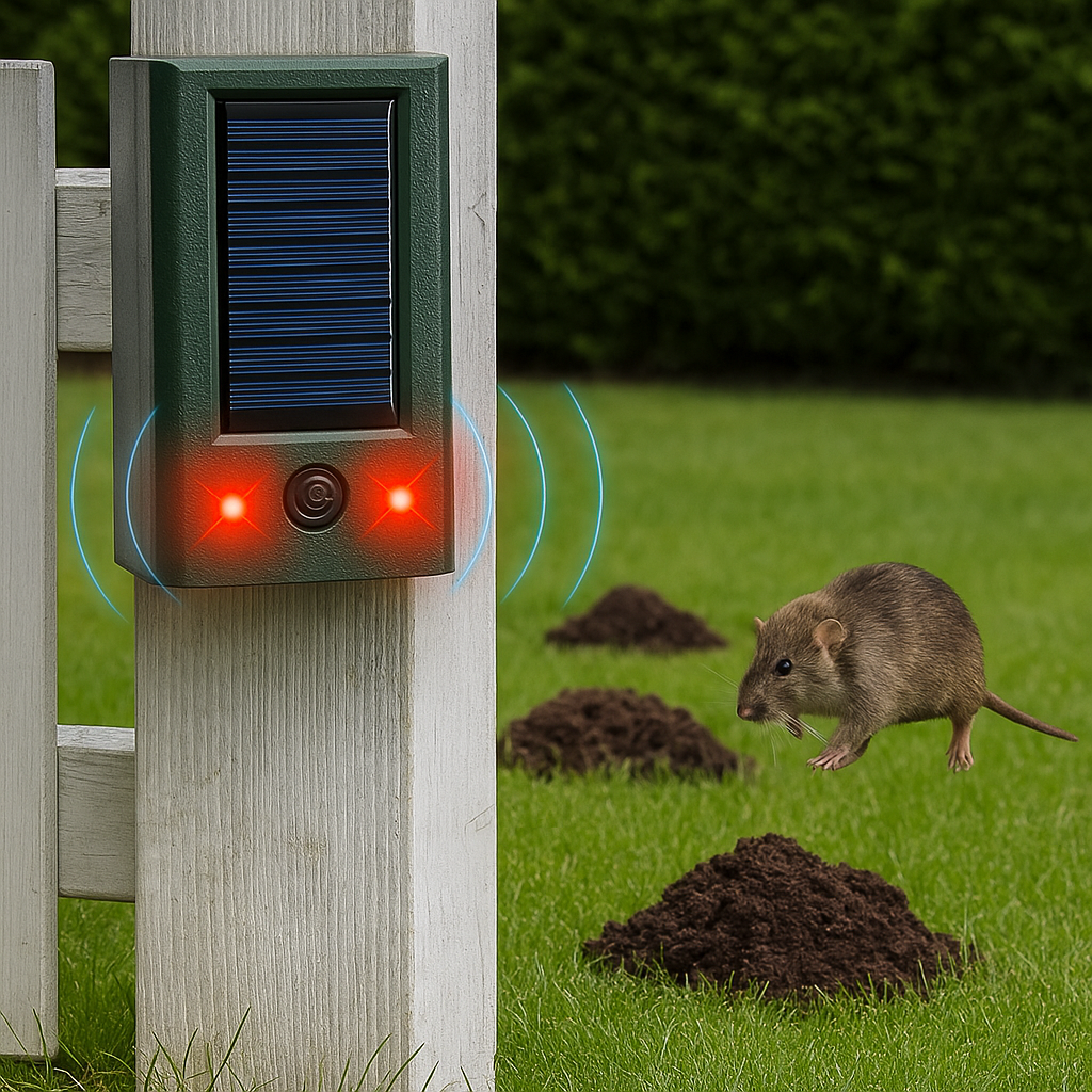 Ultraschall Maulwurfschreck mit Solarpanel und LED | Aviatra