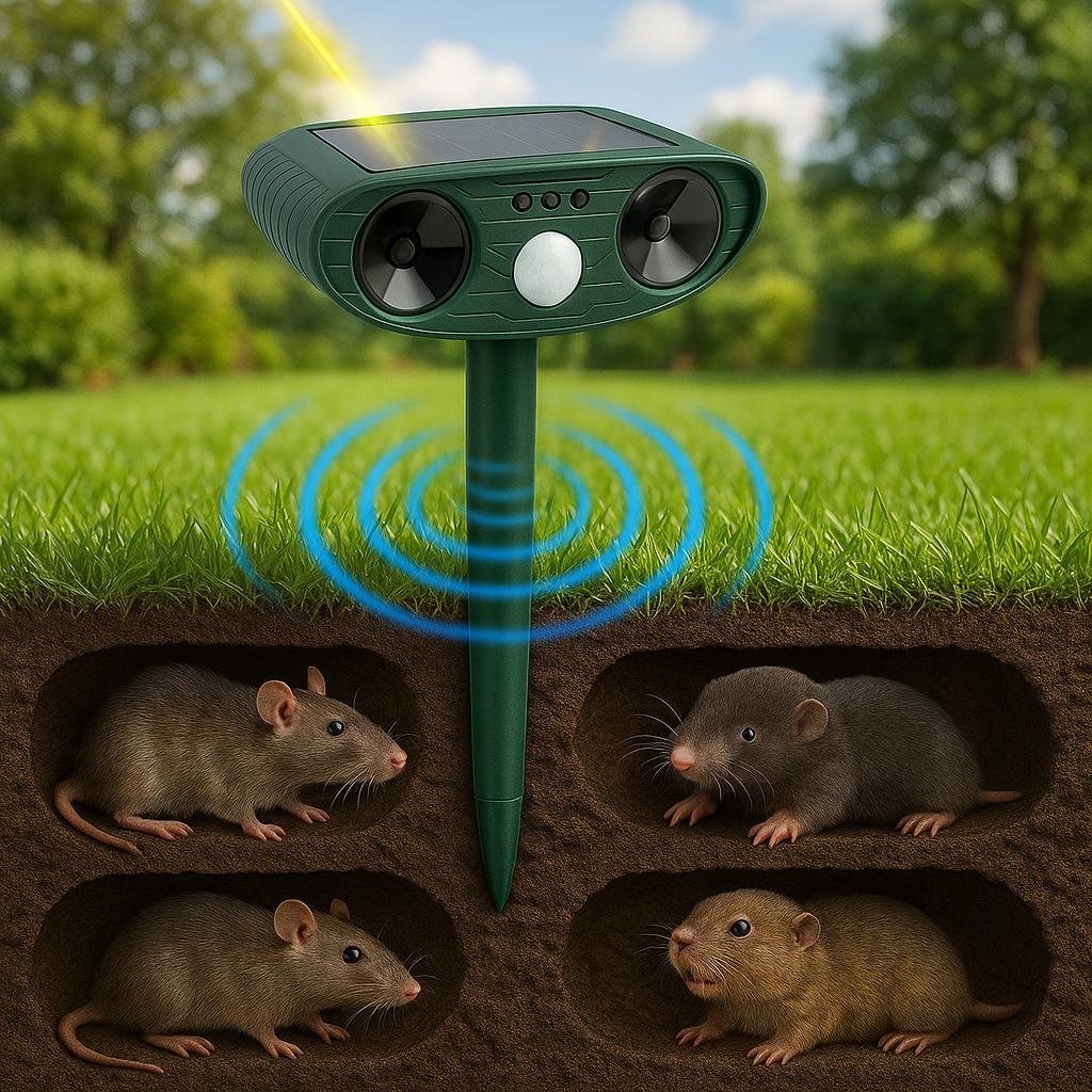 Ultraschall Tiervertreiber mit Solar gegen Maulwürfe und Schädlinge | SonicGuard