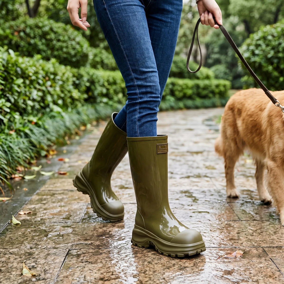 Wadenhohe Regenstiefel Mit Grobem Profil