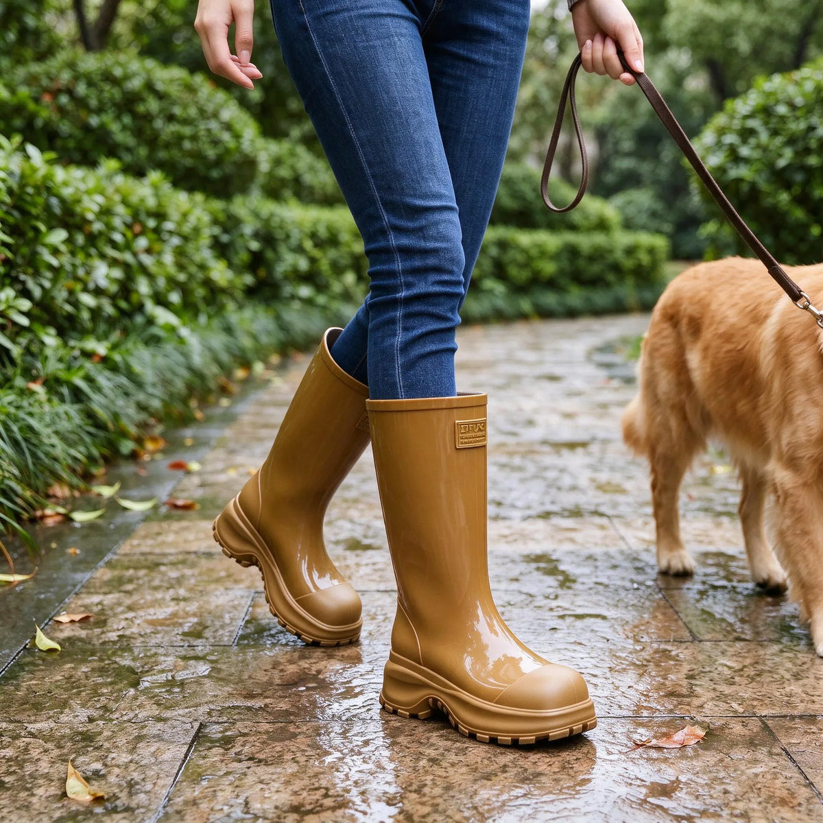 Wadenhohe Regenstiefel Mit Grobem Profil