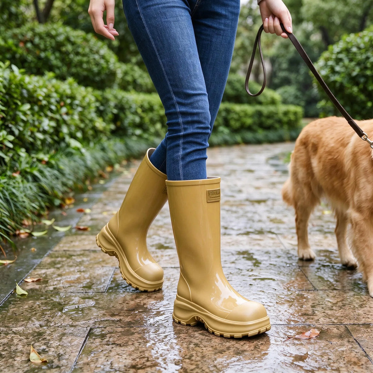 Wadenhohe Regenstiefel Mit Grobem Profil