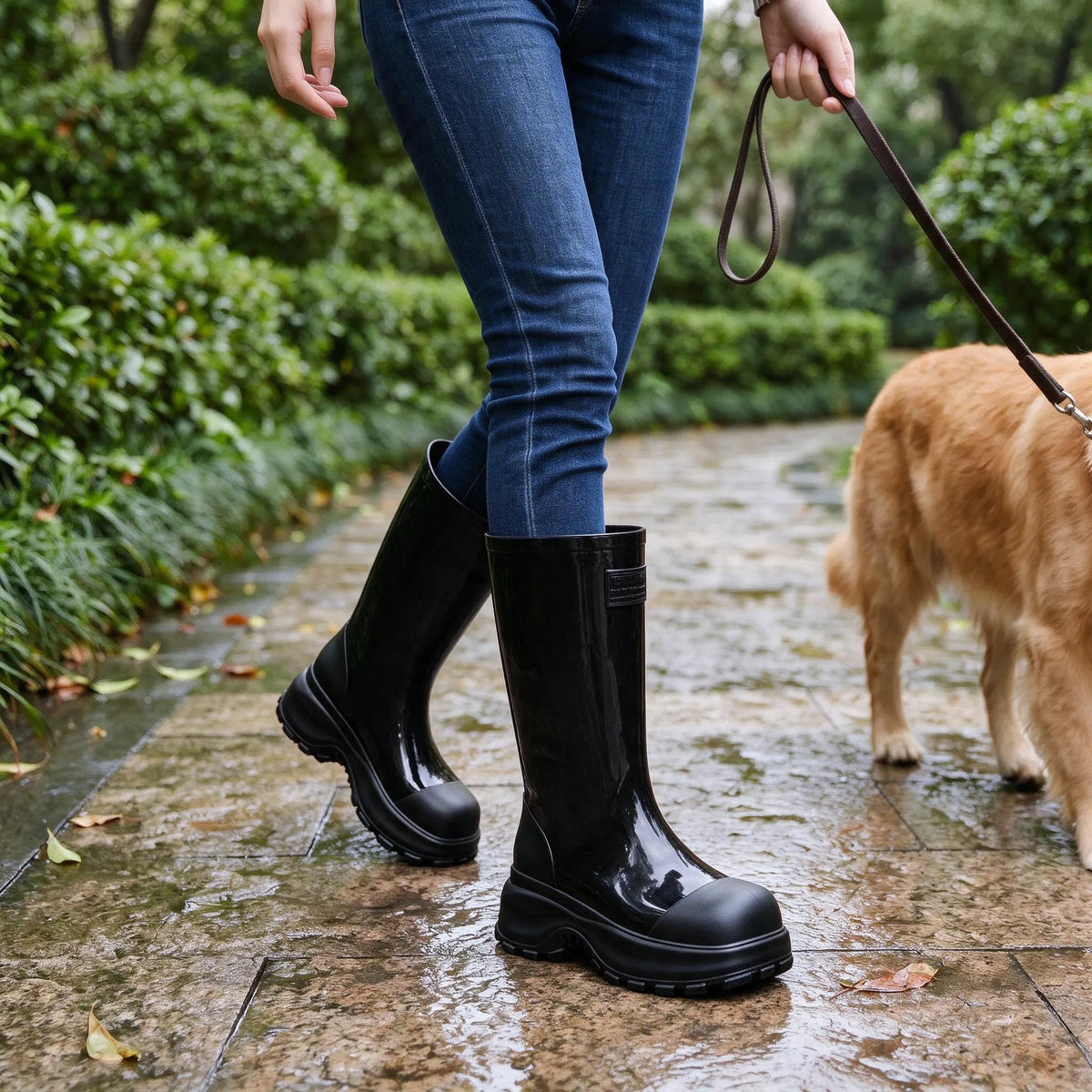 Wadenhohe Regenstiefel Mit Grobem Profil