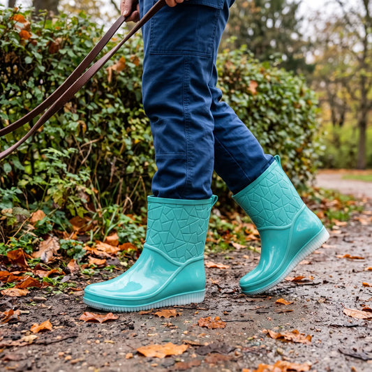 Wadenlange Damen Regenstiefel Mit Keilabsatz