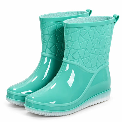 Wadenlange Damen Regenstiefel Mit Keilabsatz