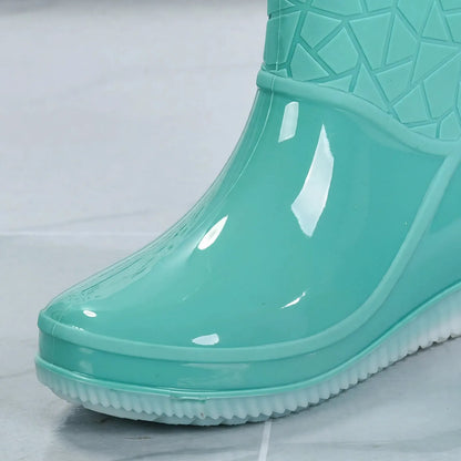 Wadenlange Damen Regenstiefel Mit Keilabsatz