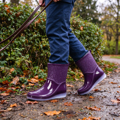 Wadenlange Damen Regenstiefel Mit Keilabsatz