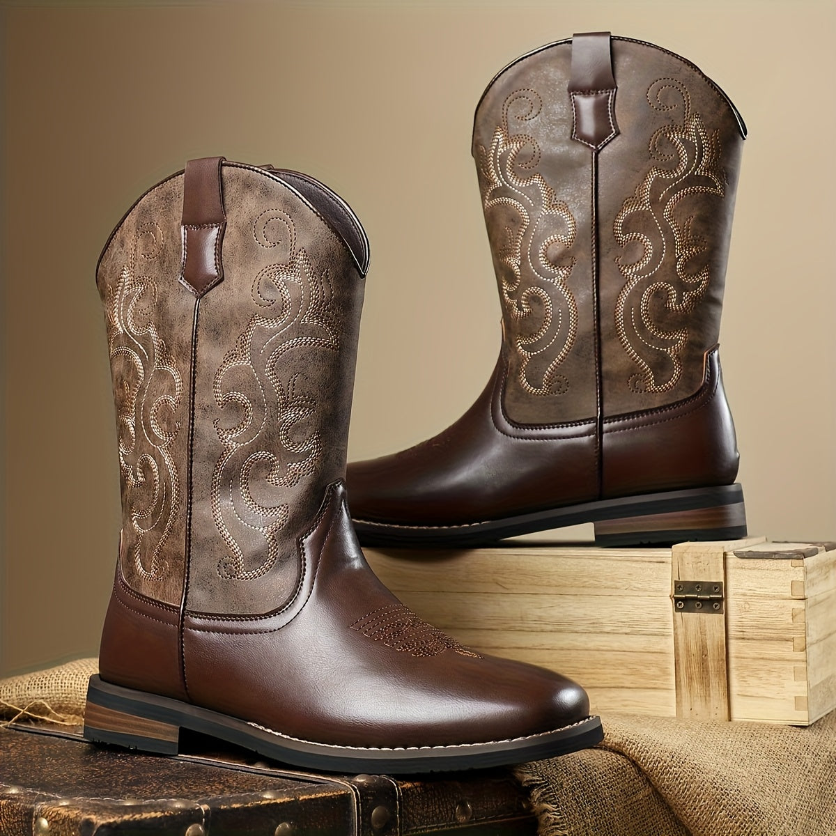 Westernstiefel Reiten klassisch mit Stickerei fuer Herren | Cavrido