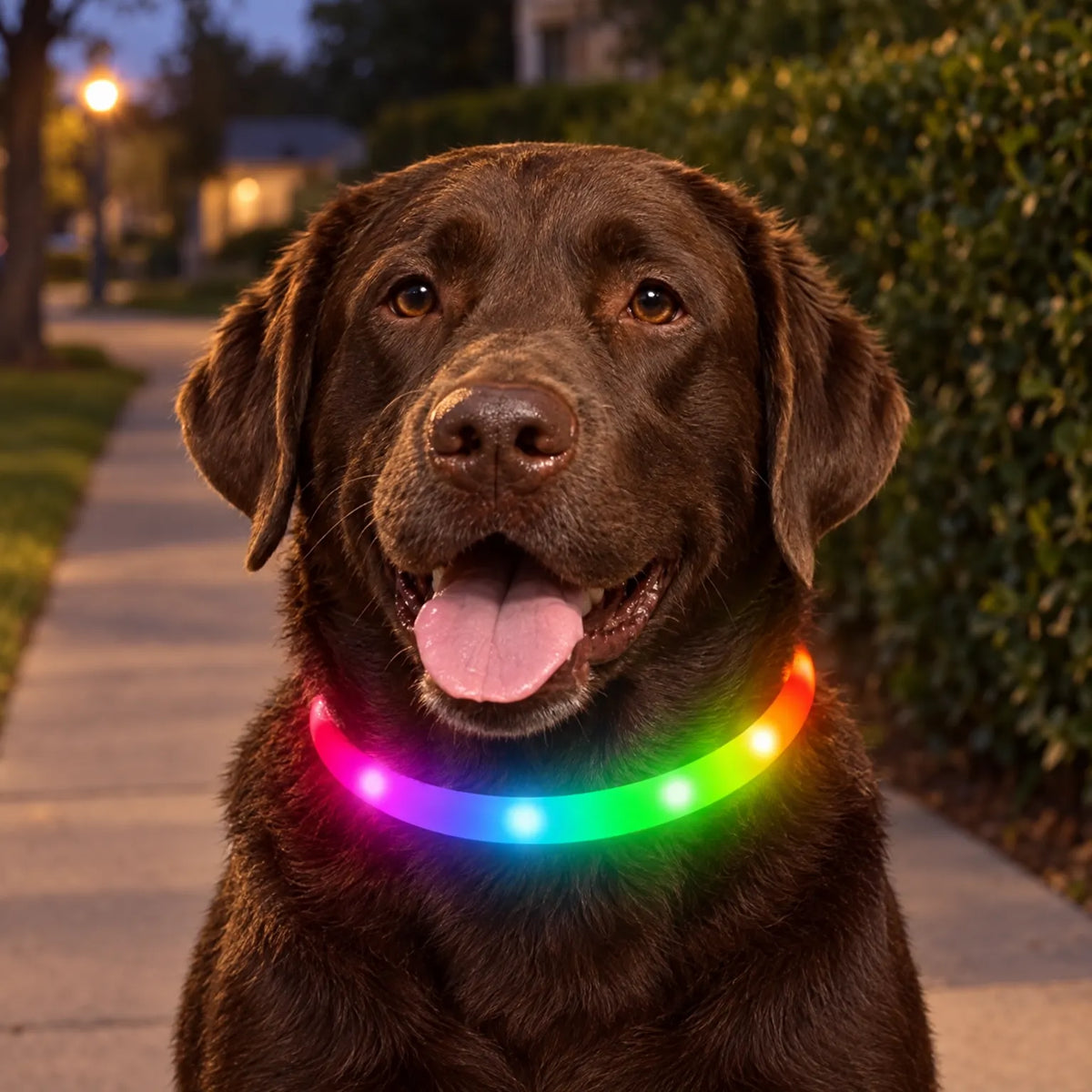 Wiederaufladbares LED Leuchthalsband Mit Druckschalter