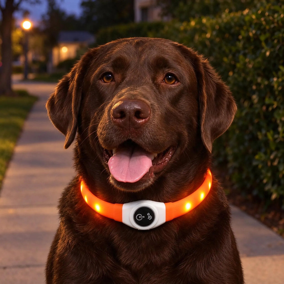 Wiederaufladbares LED Leuchthalsband Mit Druckschalter